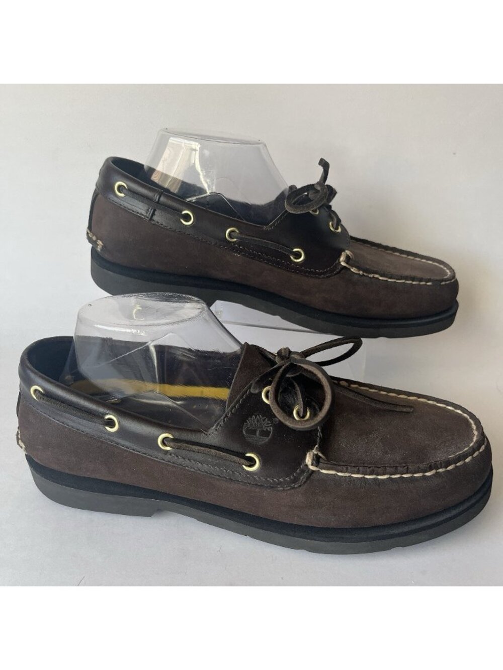 Timberland Mens 9.5M Sandusky Point Brown Leather Lace Up Moc Toe Boat Shoes